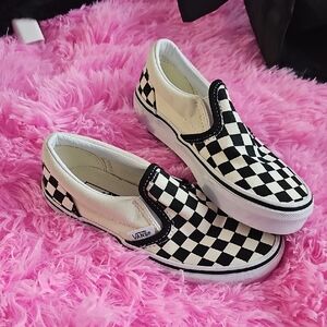 Vans Kids Black and White Checkerboard Slip-On Sneakers